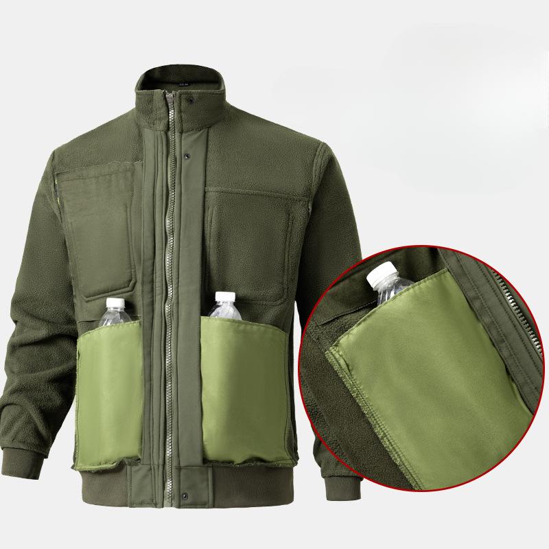 Outdoor Autumn and Winter Plus Velvet Thickened Overalls Suit Men's Cold-proof Warm Jacket Water-repellent