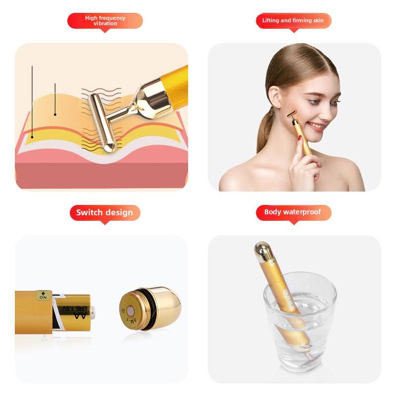 Стик из 24-каратного золота Позолоченный Beauty-стик Японские инструменты для красоты Инструмент для лифтинга лица V-образное лицо Beauty-стик Эффективные результаты