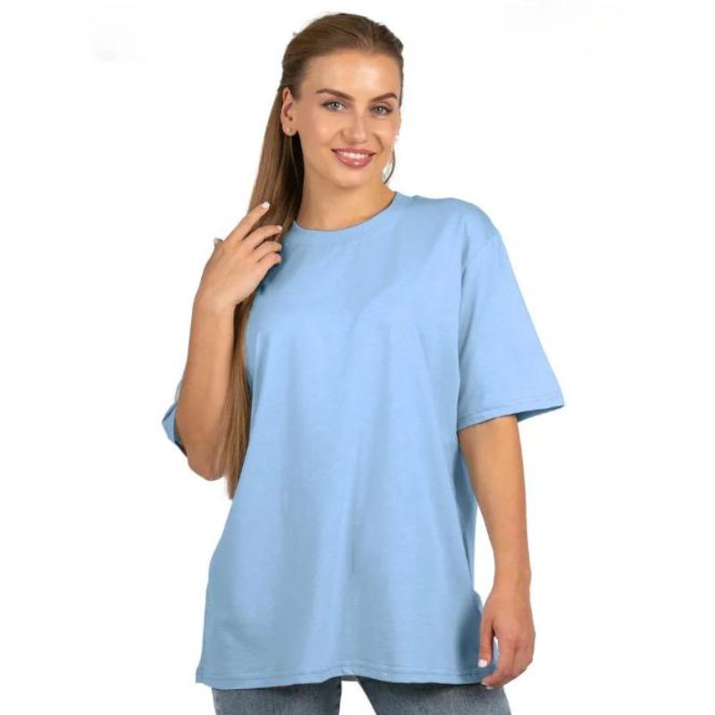 Летний топ с круглым вырезом, модный повседневный однотонный, из чистого хлопка, с короткими рукавами, женские футболки