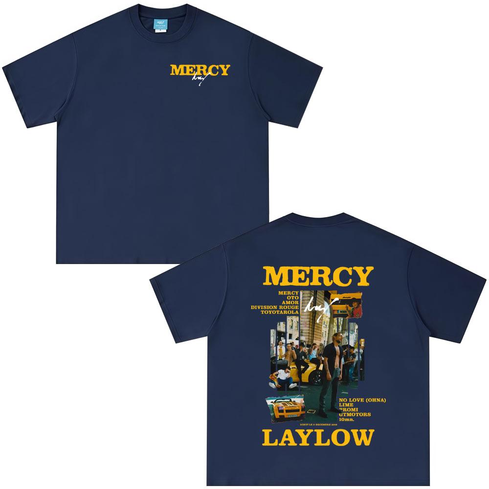Французский рэпер Laylow Футболки с графическим принтом Mercy Унисекс Женские Хип-хоп Мода Поп-музыка Футболки Винтажные Футболки Оверсайз Уличная мода