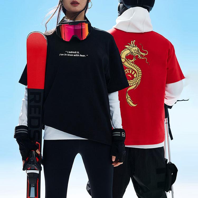 Anta Gu Ailing Dragon Tee Series SS22 Sport Short Sleeve T-Shirt Unisex Tops Black 962228189-3