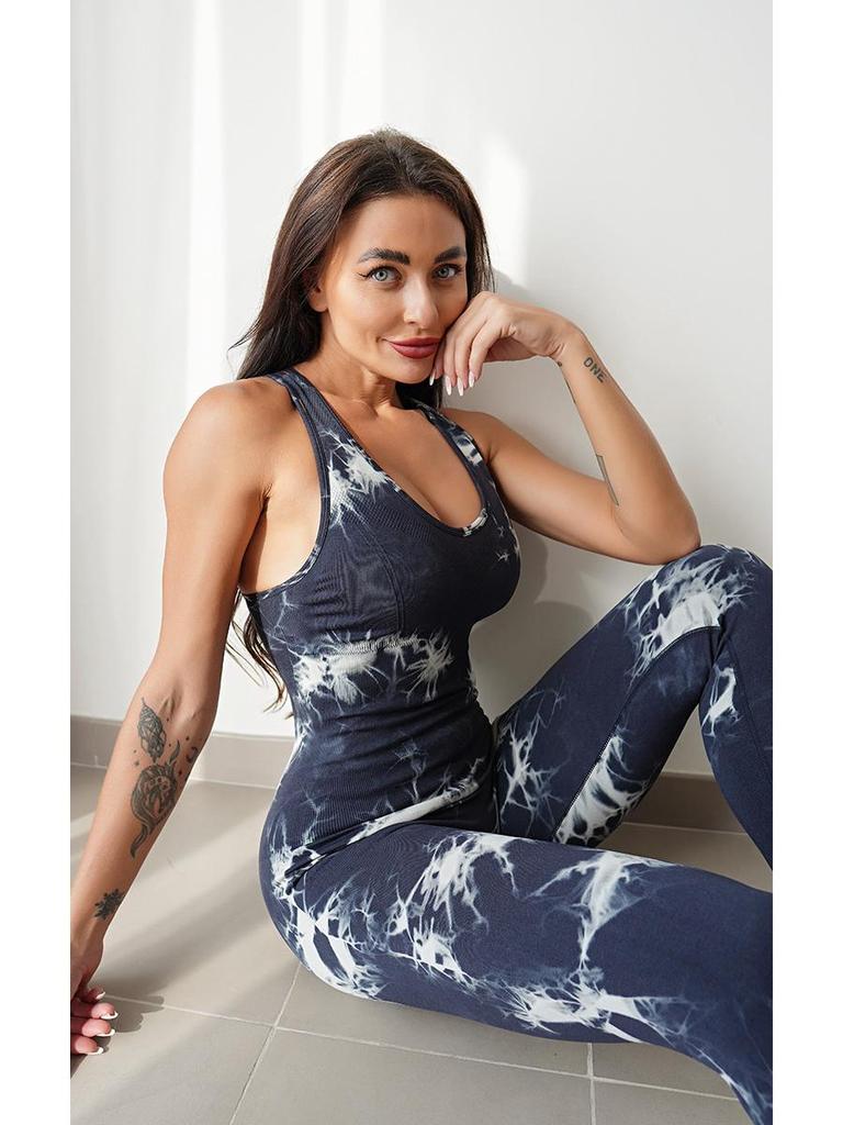 Женский дышащий комбинезон в европейском и американском стиле для занятий йогой и фитнесом на весну и осень.