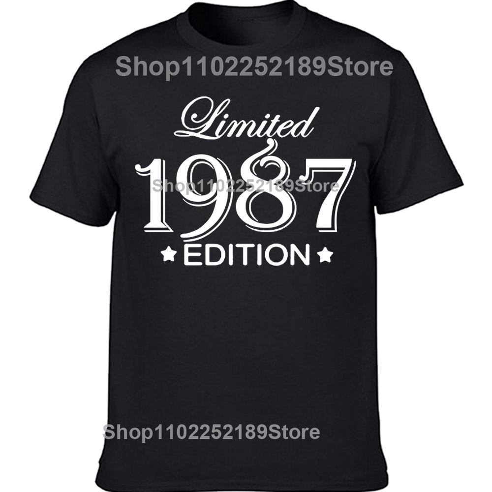 Novelty Awesome 1987 38 Years Old T Shirts Tee Tops Round Neck Short-Sleeve Fashion Tshirt Clothing Casual Basic T-shirts