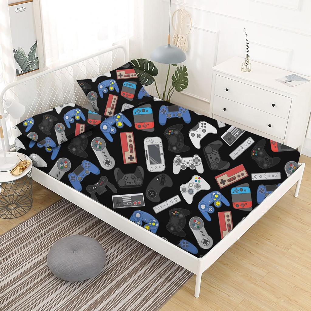 Gamepad Pattern Mattress Three-Piece Digital Printing Mattress Bedding Set Adult Children