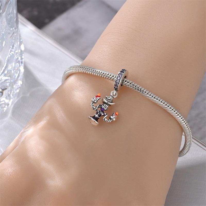 Halloween Party Copper Midnight Candle Holder Pendant Bead Fit Charms Diy Bracelet For Jewelry Making Women Gift