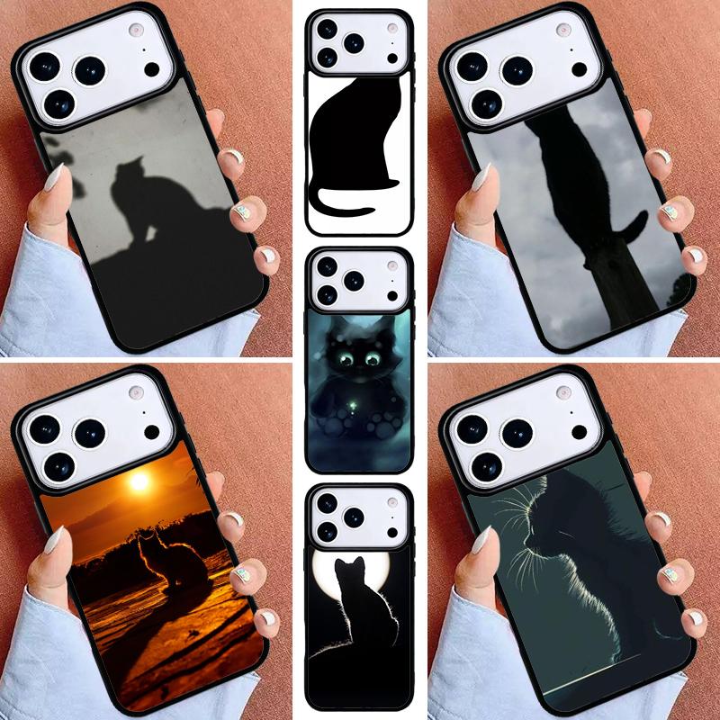 Чехол для телефона с силуэтом кошки для iPhone 16e 15 14 13 12 17 Pro Max Plus Air 17pro Cover Coque