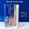 Fine Nib Acrylic Marker Pen Set 80 Colors Child Painting Graffiti Pens  Stationery Supplies