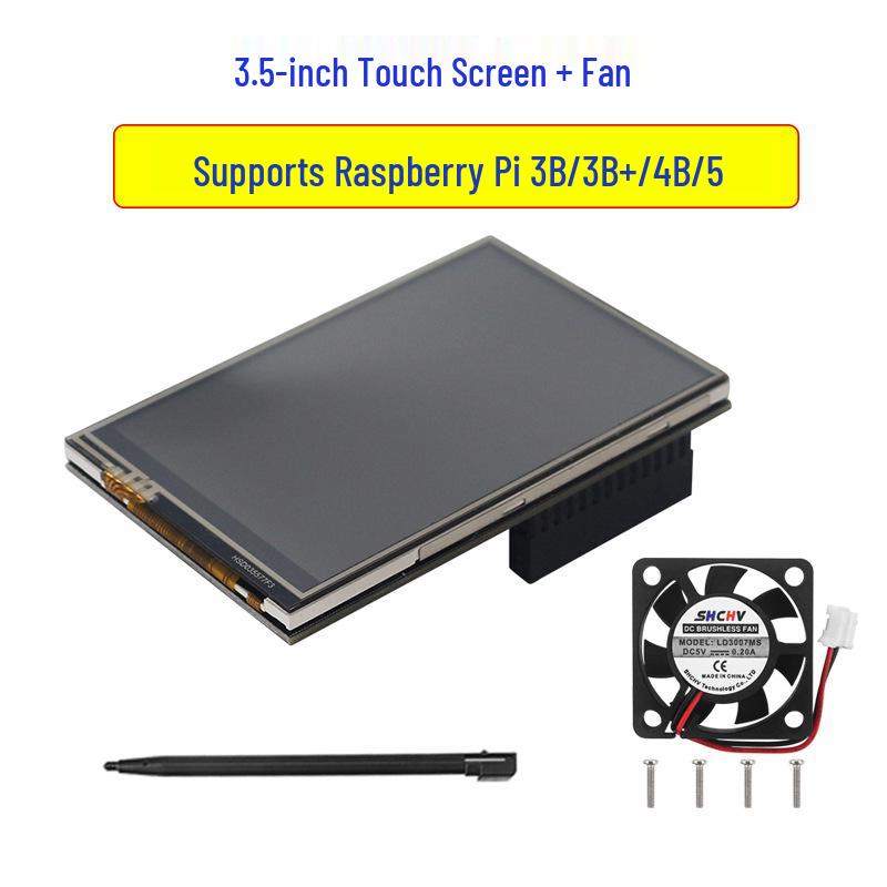 Raspberry Pi 5 4B с 3,5-дюймовым сенсорным экраном и корпусом из АБС-пластика, 3B+ 60fps Дисплейный монитор