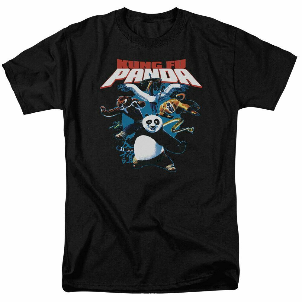 26 Kung Fu Panda Kung Fu Group T Shirt Mens Licensed Movie Tee Po Tigress Black Unisex T-Shirt