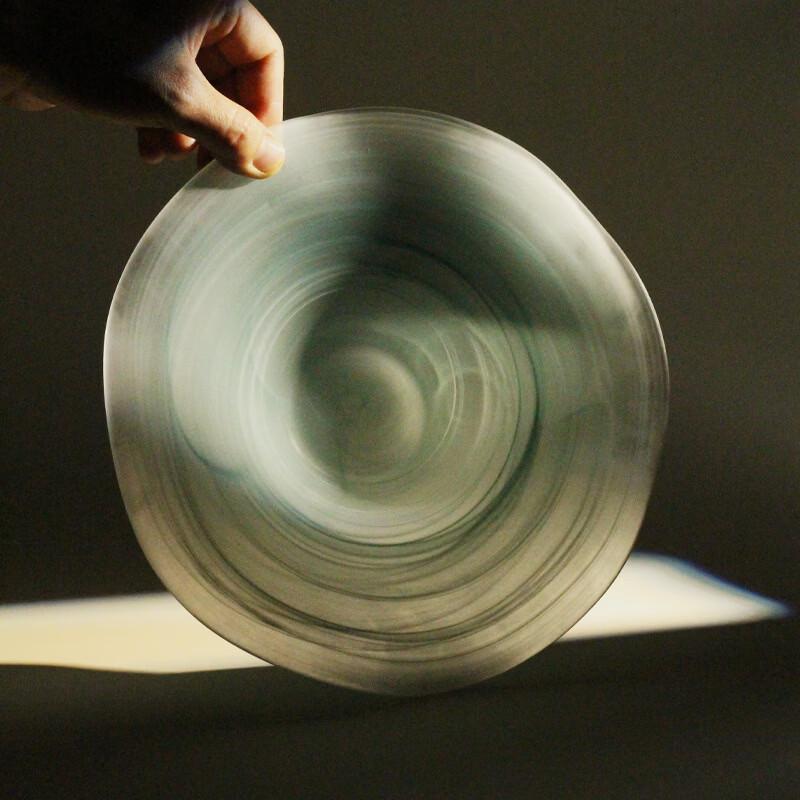 Elegant Cloud Mist Glass Serving Plate