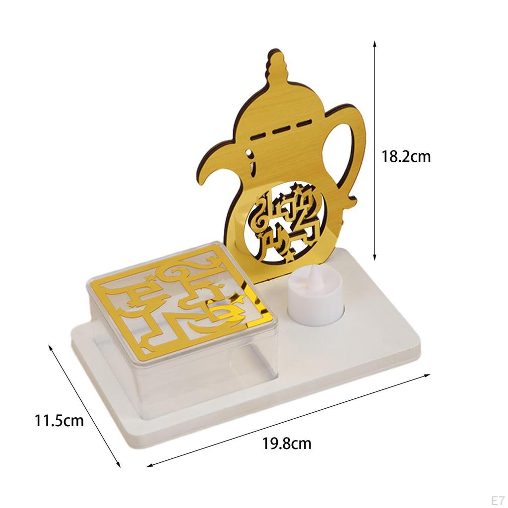 Украшение стола Рамадан, акриловый поднос с фруктами, еда, домашнее искусство, ремесло с беспламенной свечой, столешница