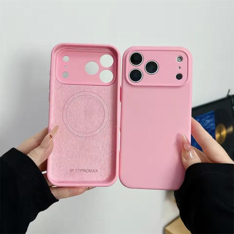 Жидкий силиконовый магнитный чехол для iPhone 17 Air 16 15 14 Plus 13 12 Pro Max для защиты камеры Матовая крышка
