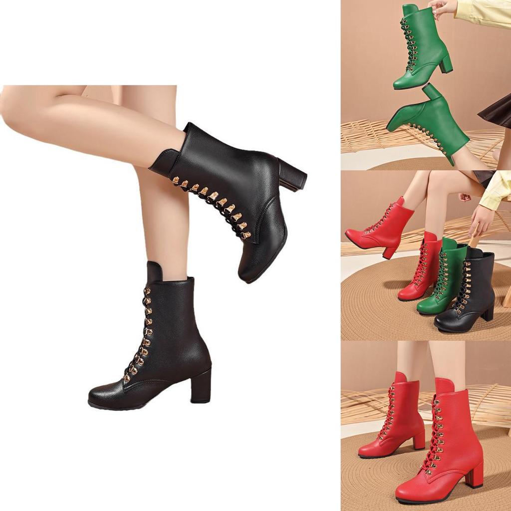 Stylish Women's Short Martin Boots With Rivets And Lace-up Design For Fall And Winter