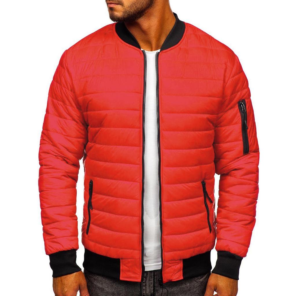 Мужская осенне-зимняя хлопковая теплая пуховая куртка на молнии с карманами, компактное легкое пальто