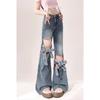 Women Y2k Bow Jeans Baggy Harajuku Trashy Hollow Out Oversize Denim Trousers Aesthetic Jean Pants Vintage Clothes