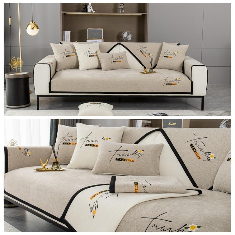 Мягкий шенилл с вышивкой Four Season Universal Sofa Полотенца, Г-образный секционный противоскользящий чехол для дивана для гостиной