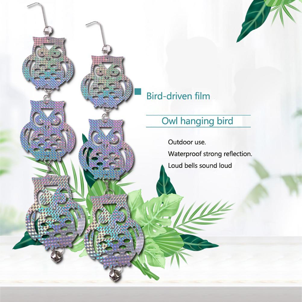 Reflective Owl Scarecrow Bird Repellent Hanging Anti Bird Tool with Bell for Plants Gardens