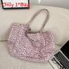 Retro Leopard Pattern Suede Tote Bag With Magnetic Closure For Street Fashion