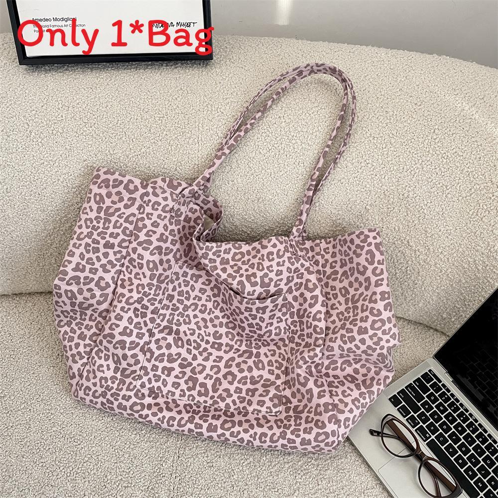 Retro Leopard Pattern Suede Tote Bag With Magnetic Closure For Street Fashion