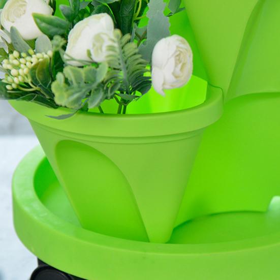 6-уровневая штабелируемая вертикальная кашпо башня для внутреннего и наружного садового хозяйства с подвижными колесами и нижним поддоном для клубники