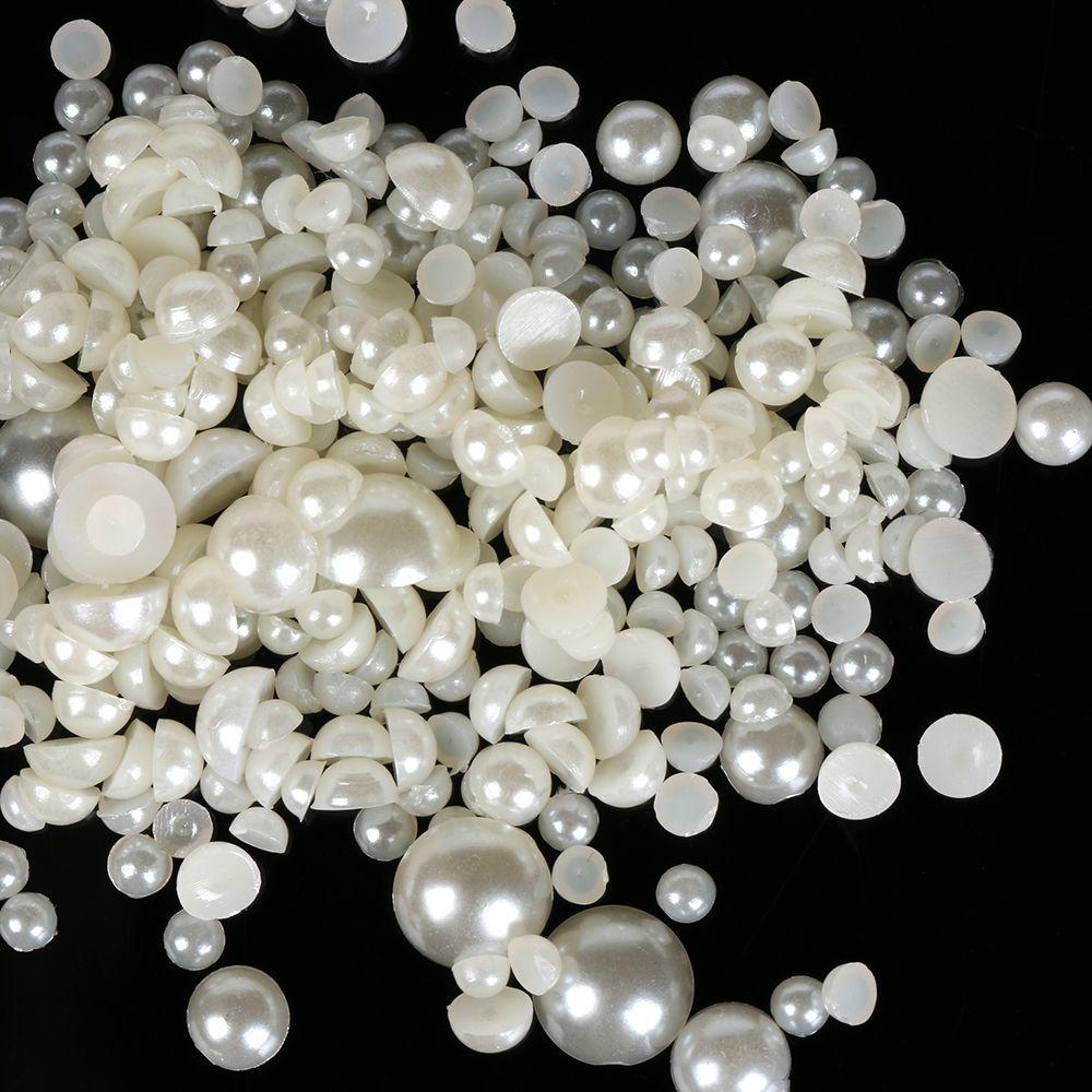 1000pcs Fashion Craft DIY ABS Imitation Nail Art Flatback Resin Half Round Pearls