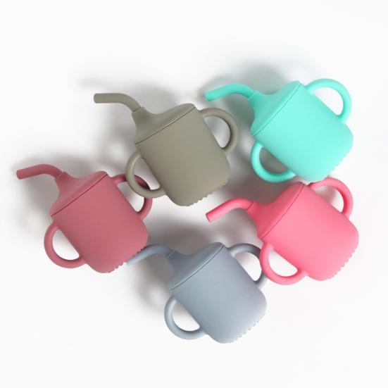 Yousheng 180 мл обучающая чашка для питья безопасная с крышкой соломинка идеальная посадка противокапельная силиконовая чашка с двойным ухом детская чашка-непроливайка детские аксессуары