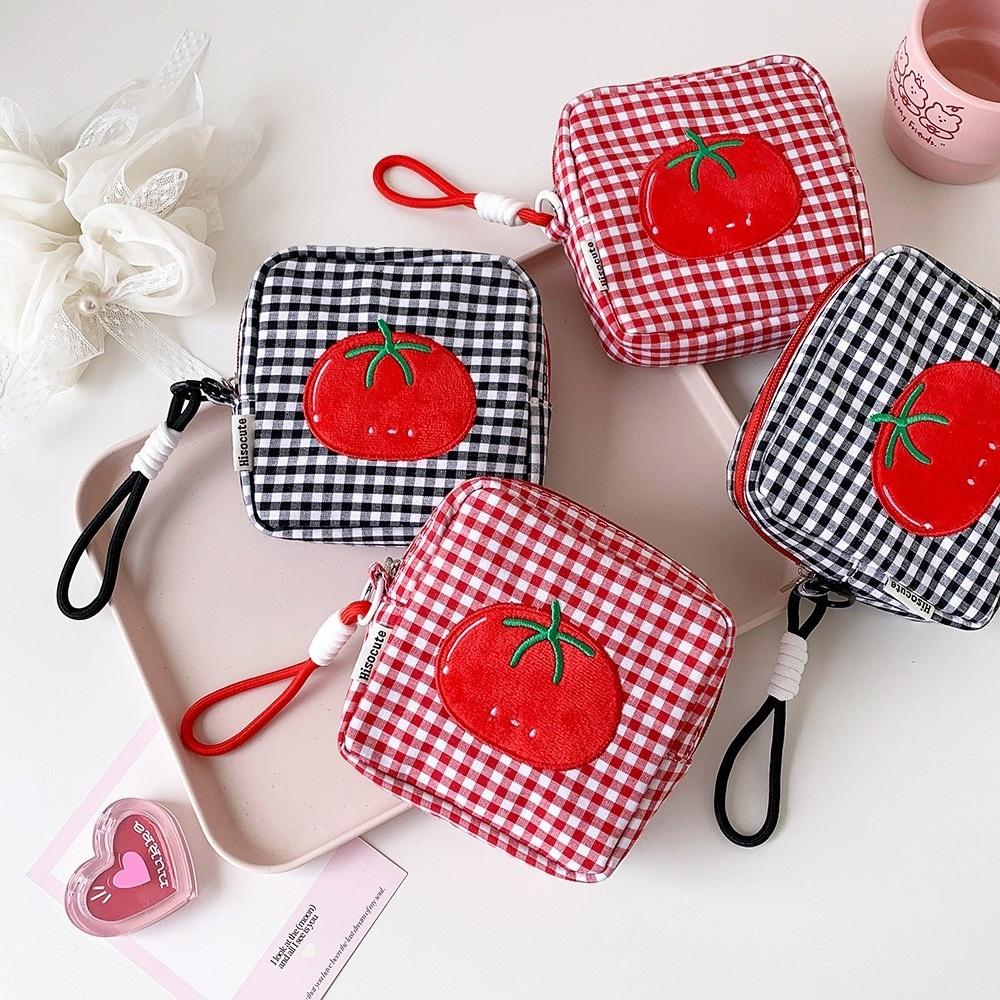 Cloth Checkered Fruit Plaid Stationery Bag Tomato Pen Bag Pencil Pouch Girl Kids Children