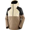 Color Block Hooded Half Zip Long Sleeve Ski Jacket Men Jackets Brown LC2273300