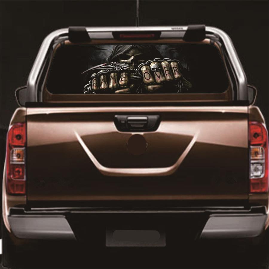 1x 135x36cm Perforated Vinyl Rear Window Skull Cool Sticker Auto Exterior Decals