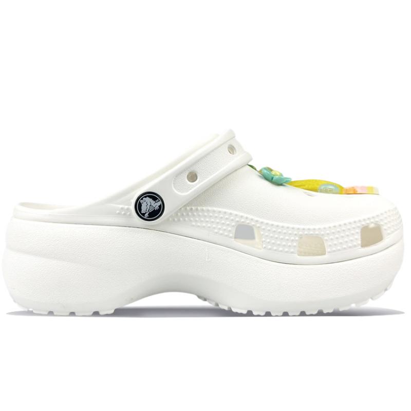 Crocs Классические клоги на платформе BNK Кислотный лимон Мечта Звезда Лето Французская линия Девочковые Милые Крутые Дырявые туфли Женские Зеленые и Белые