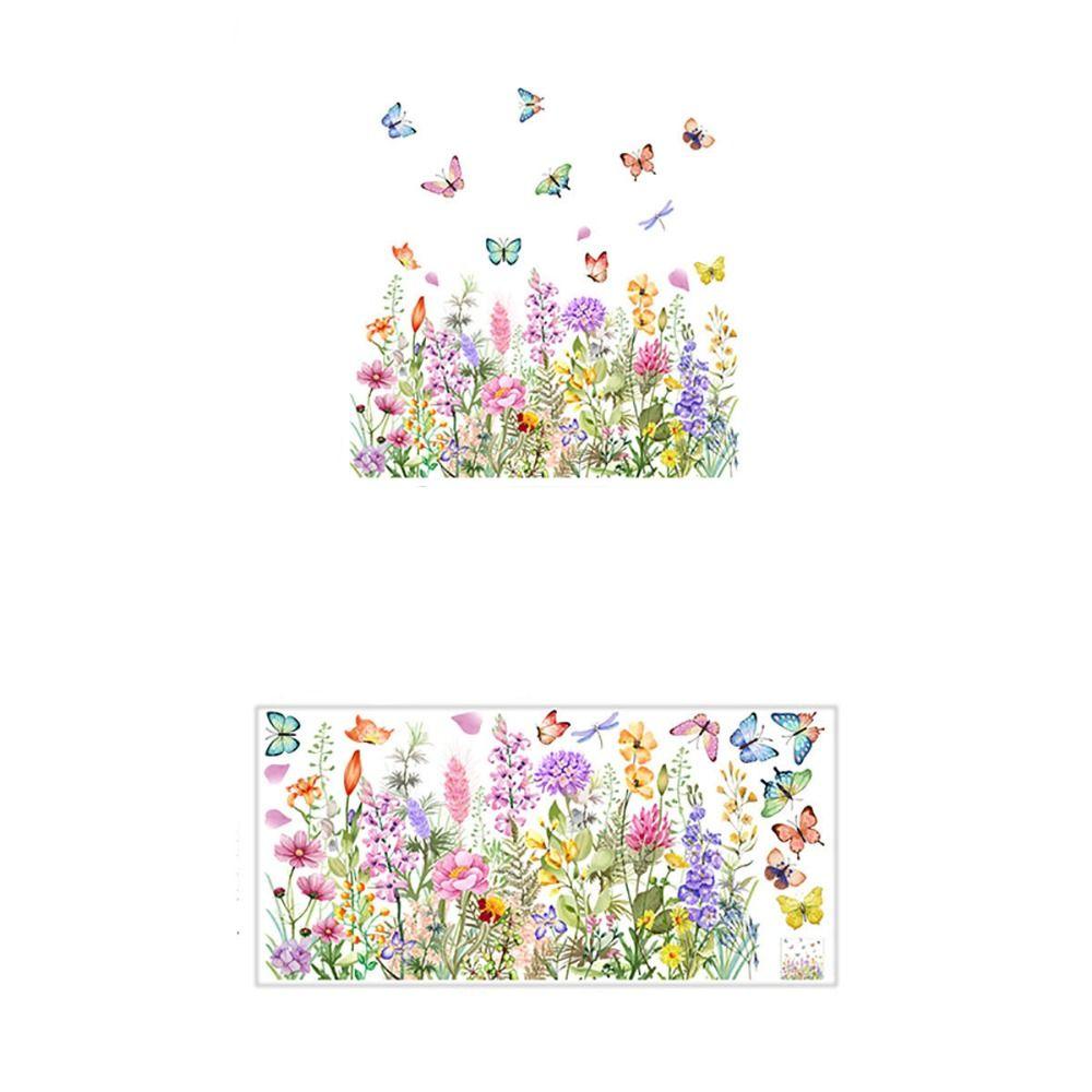 Self-adhesive Flowers Butterfly Wall Stickers Beautiful Background Decor Decals  Living Room