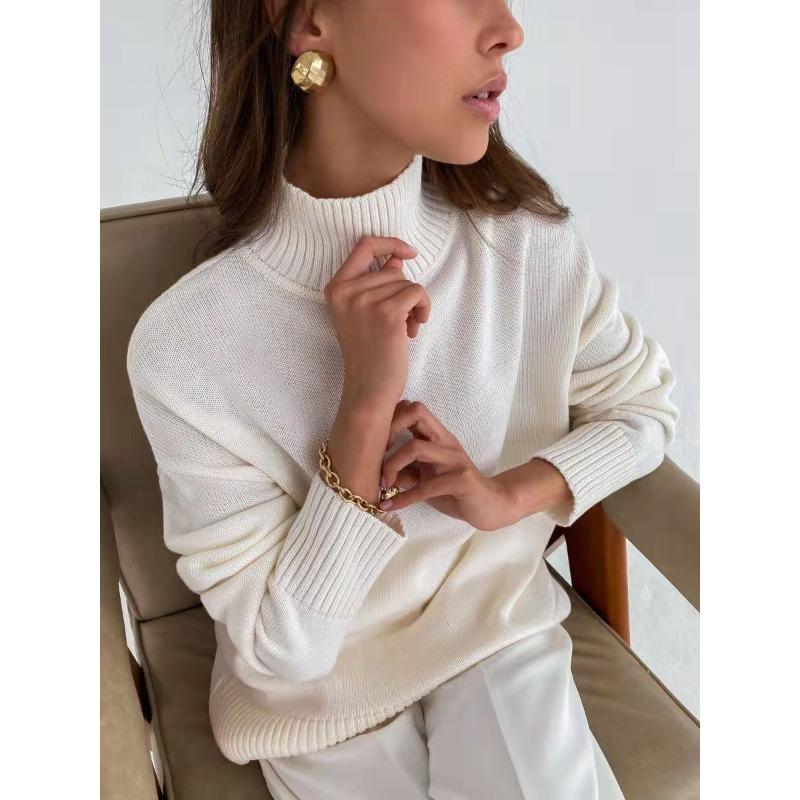 Женский осенне-зимний утолщенный однотонный свободный свитер с длинными рукавами