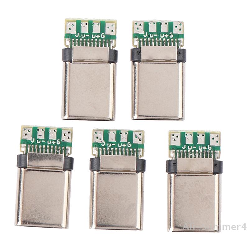 5шт USB 3.1 Тип C Мужской DIY Разъем для пайки Разъем Прикрепленный ПК Плата