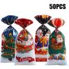 Набор из 50/100 шт. рождественских подарочных пакетов для конфет с дизайном Санты для украшения рождественской вечеринки, принадлежности для упаковки печенья, сувенир