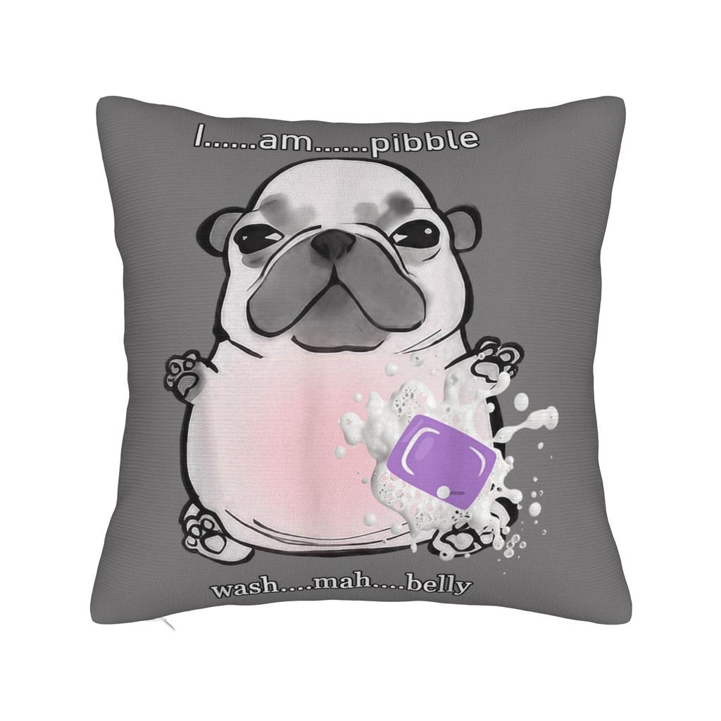 Printed I Am Pibble Wash My Belly Pibble Meme Pillowcase Polyester Cushion Cover Funny Dog Brainrot Throw Pillow Case Cover Home