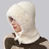 Вязаный головной убор однотонный 3-в-1 женская вязаная шапка шарф защита лица ветрозащитный для катания на лыжах походов на флисовой подкладке зимняя повязка на голову