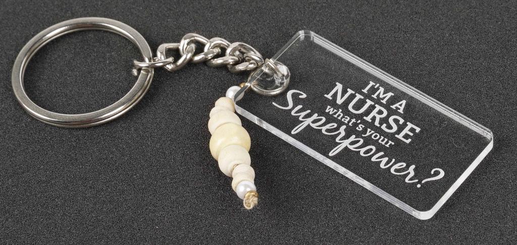 Inkdotpot Забавный брелок, IMA Медсестра Какая у тебя суперспособность Акриловый гравированный брелок - Забавный взрослый юмор новинка