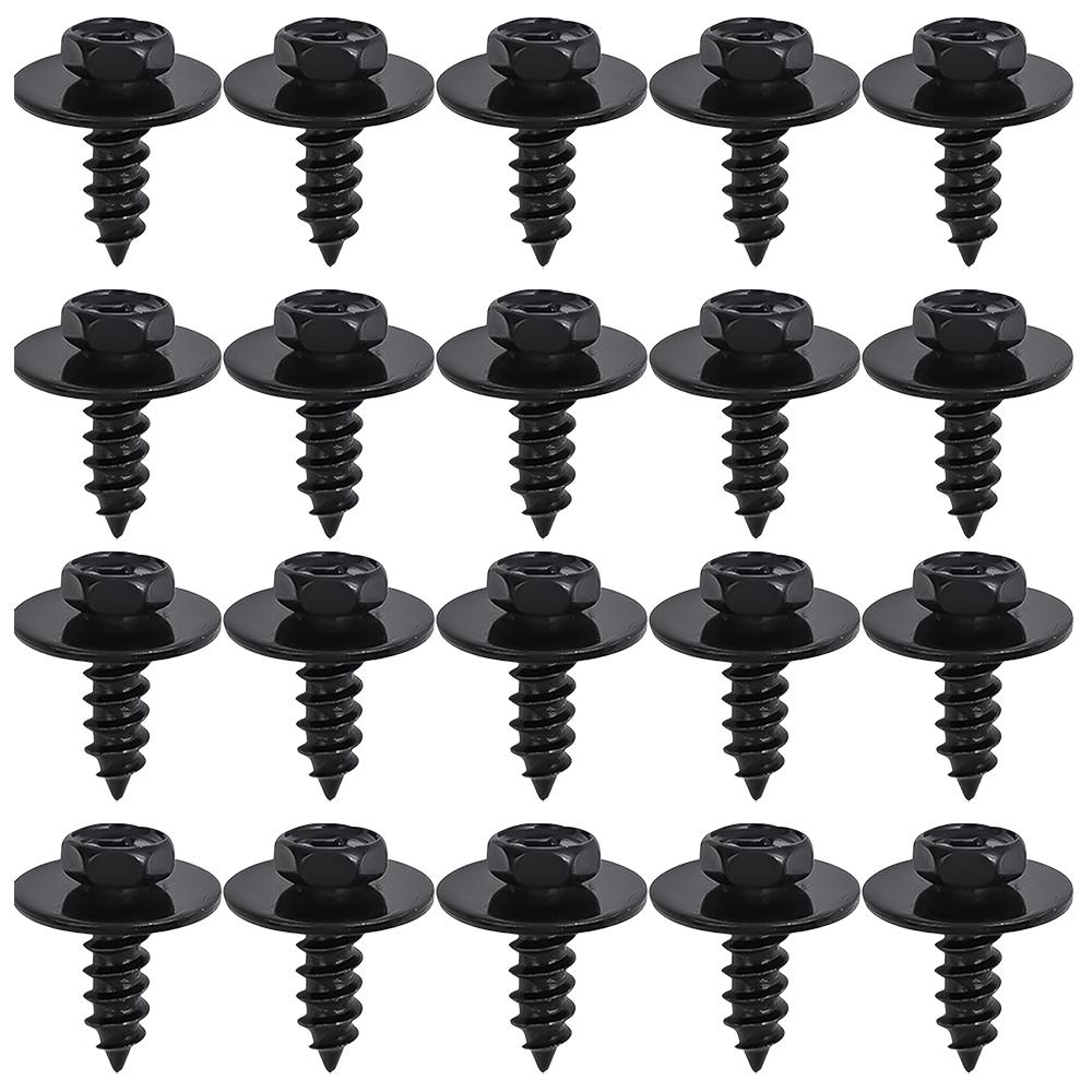 M6*18 Black Carbon Steel Self Tapping Screw Fender Bumper Splash Guard Engine Cover Fastener Clips Retainers Auto Body Parts Kit
