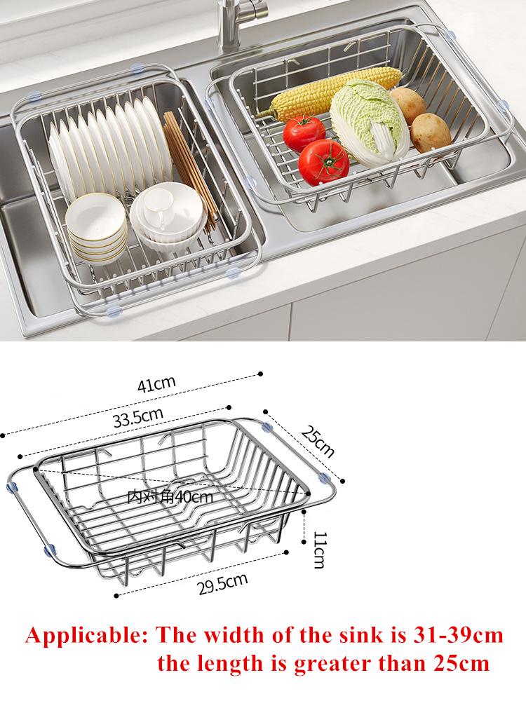 Выдвижная полка для слива раковины, многофункциональная корзина для слива из нержавеющей стали, держатель для кухонного хранения, корзины для мытья овощей