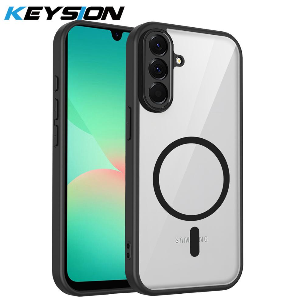 KEYSION Transparent Magnetic Phone Case for Samsung A57 5G A37 A27 5G Silicone+PC HD Clear Shockproof Cover for Galaxy A17 4G 5G