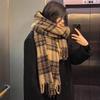 Cozy Plaid Shawl: 2023 Winter Dark Brown Thickened Warm Scarf
