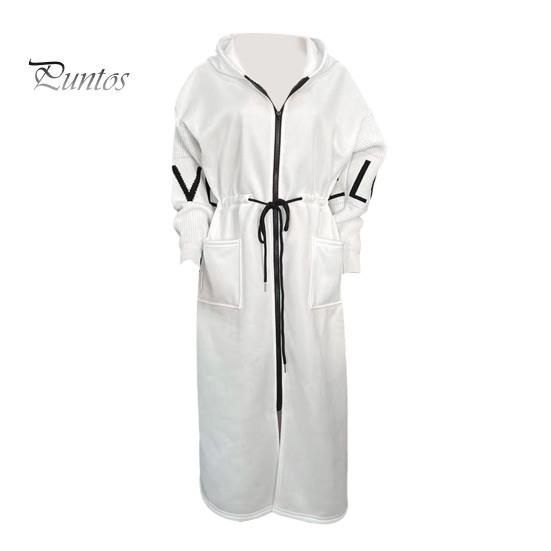 Женское зимнее пальто с капюшоном и боковыми карманами, лоскутное трикотажное пальто с рукавами, узором из букв, свободное, средней длины, с завязками на талии, однотонное пальто