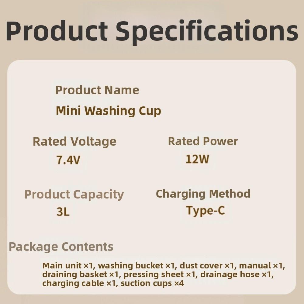 3L Portable Clothes Washer Shockproof Underwear Cleaning Tool Daily Use Automatic Washer Travel