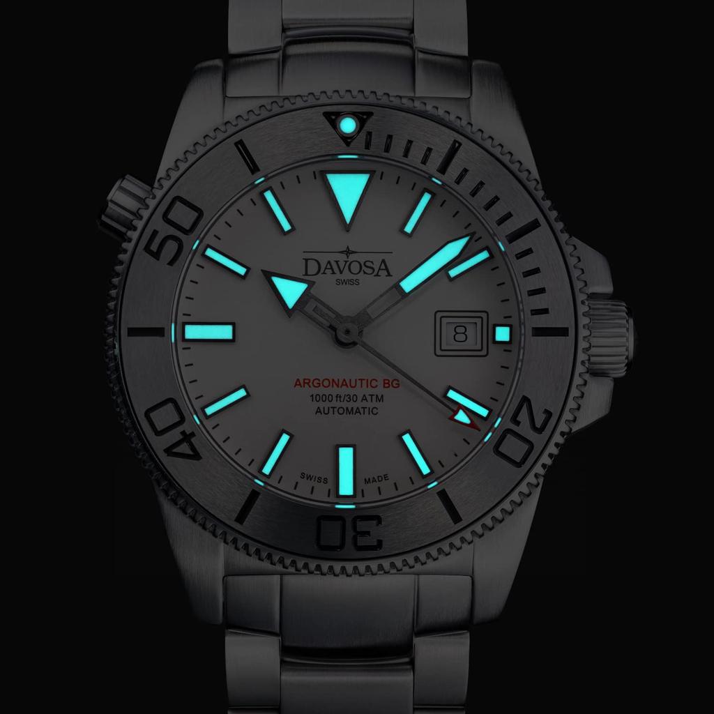 Davosa Automatic Argonautic 30 ATM Water Silver Diver's Watch, BG, Resistant, 161.528.10, Men's,