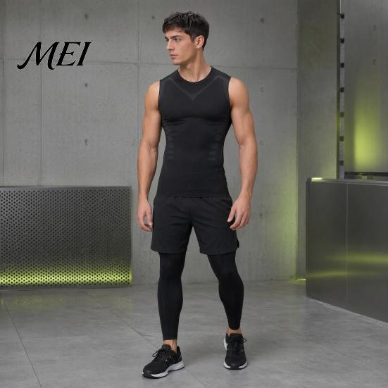 Calorie Burning Compression Vest Men's Tank Top, High Stretch Quick Dry Athletic for Basketball Core Tightening Workout Running, Posture Corrector
