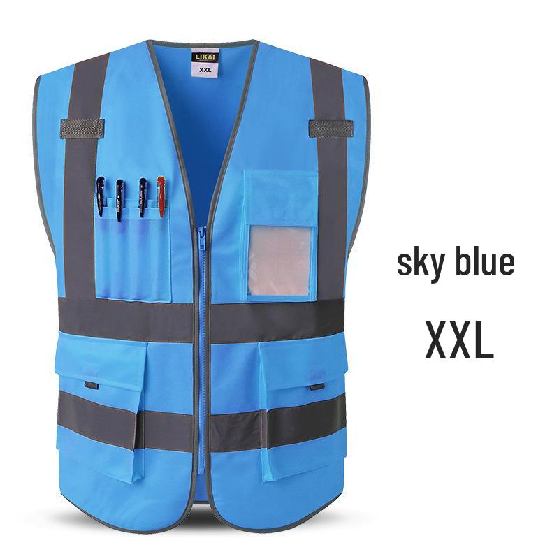 LIKAI Reflective Safety Vest - High-Visibility Construction Traffic Gear, Customizable Fluorescent Workwear.