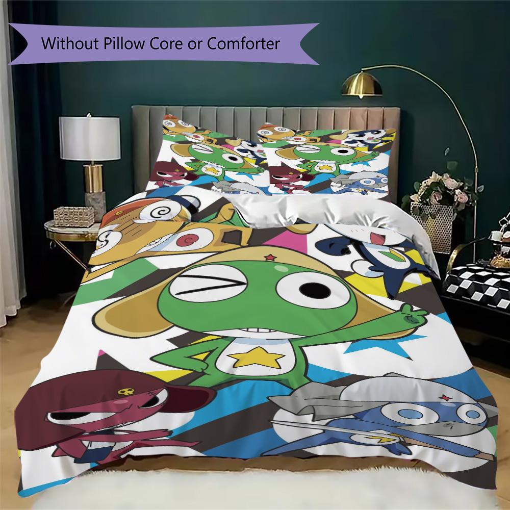 Keroro Pattern Bedding,Quilt Set Quilt Cover Pillowcase Home Birthday Gift (1*duvet cover+2*pillowcase,without core)SSJT0917520