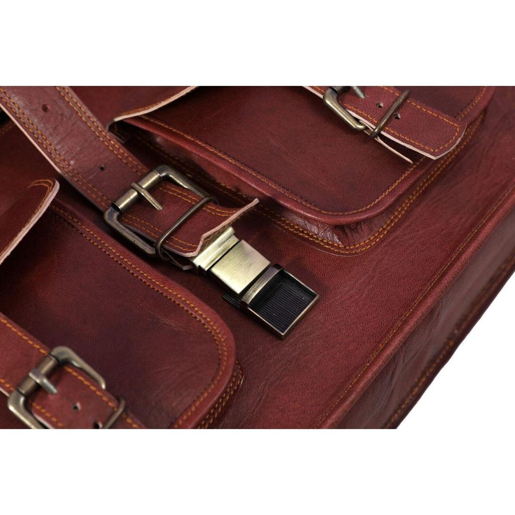 Женская винтажная коричневая сумка из натуральной кожи ручной работы, мужская сумка-мессенджер, сумка для ноутбука