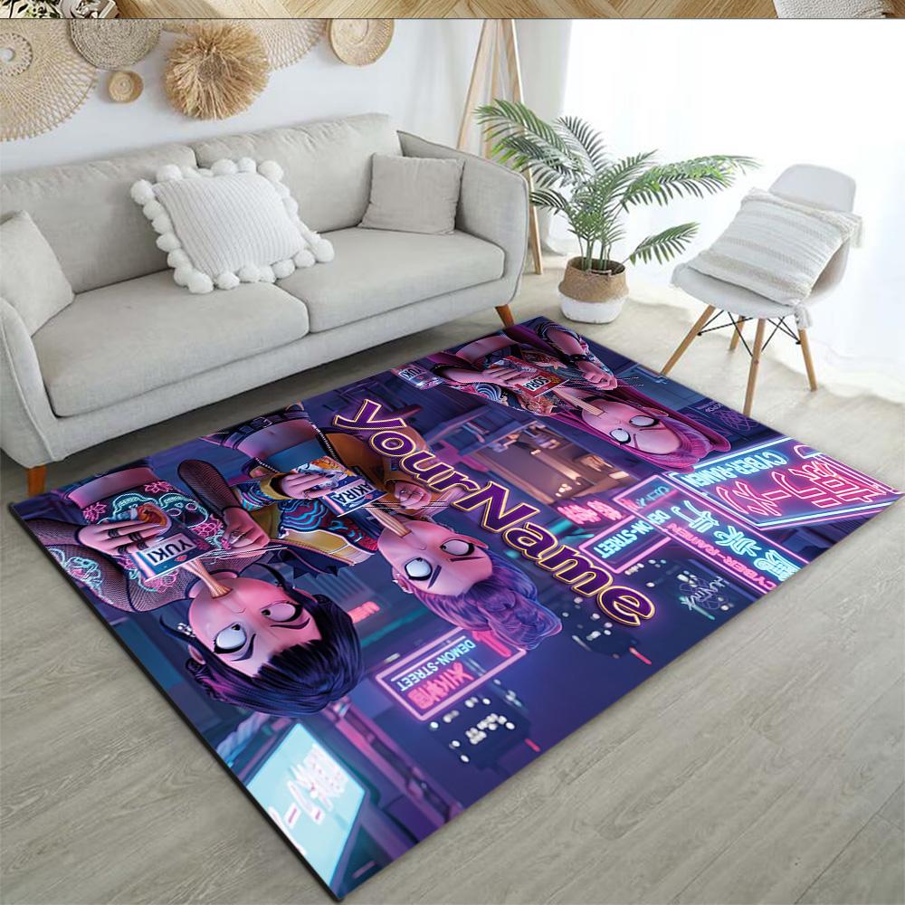 Demon Hunter Girls 7 Personalized Text Floor Rug Office Rug Design for Entryway Balcony Kitchen Playrooms Anti-slip Rug Anime Office Decor