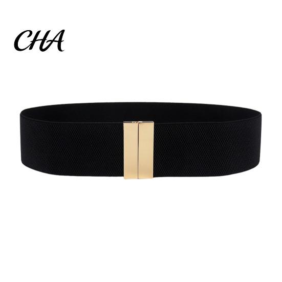 Wide Waist Cinching Band Elastic Belt, Adjustable Stretchy Belt with Metal Slimming Shapewear Square Buckle, Stylish Waistband for Dresses And